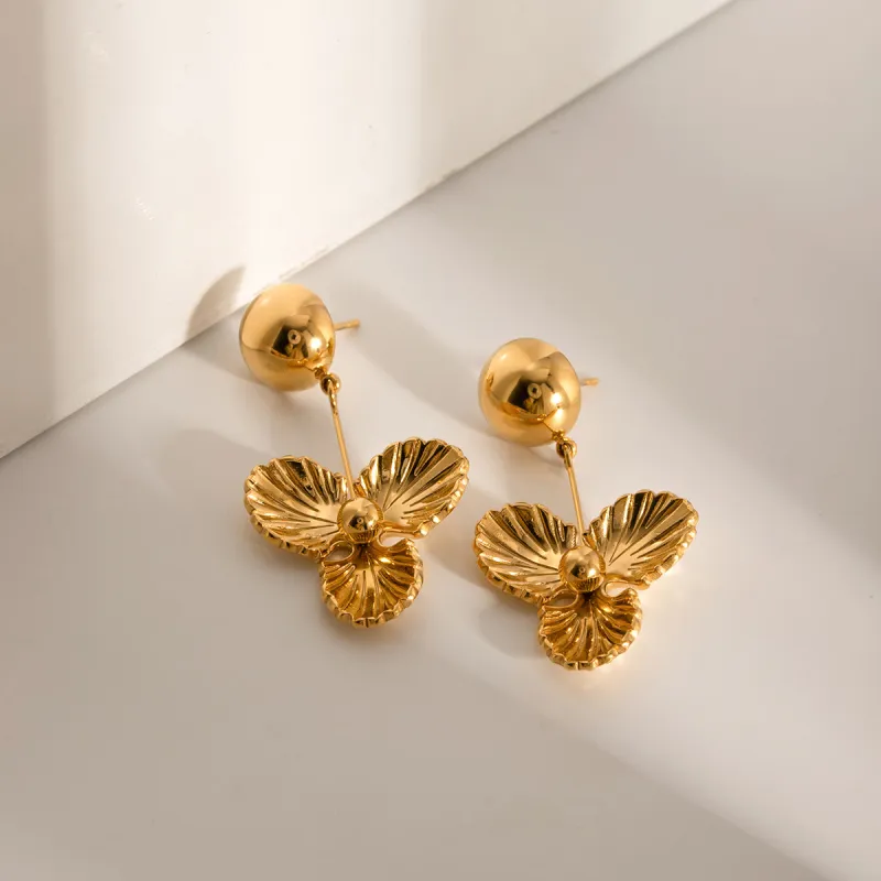 Stainless Steel Flower Dangle Earrings sold by Charming Charlie