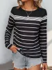 Striped Round Neck Long Sleeve T-Shirt sold by Charming Charlie