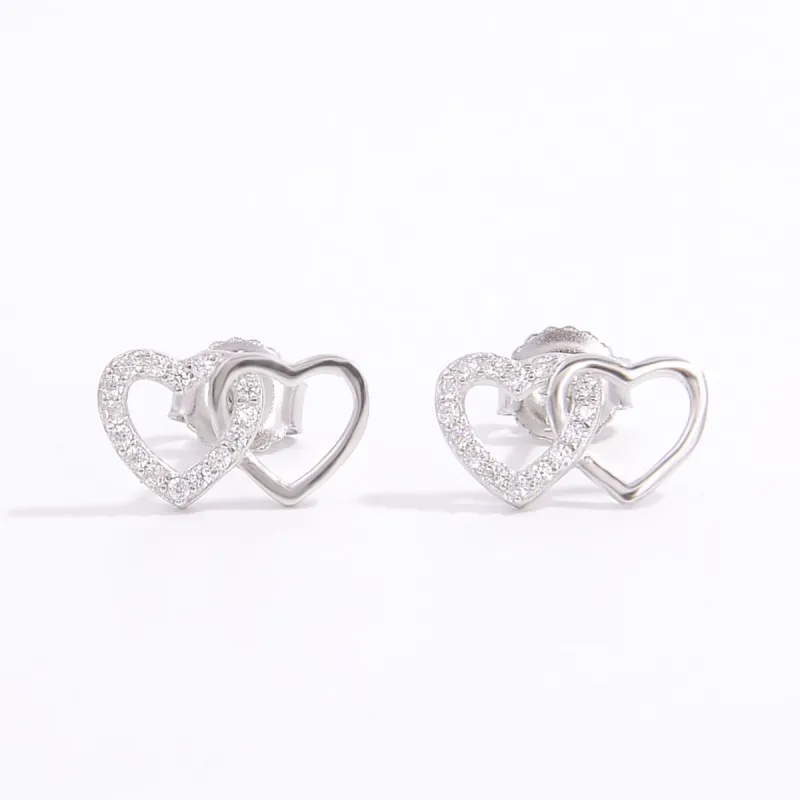 925 Sterling Silver Zircon Heart Earrings sold by Charming Charlie