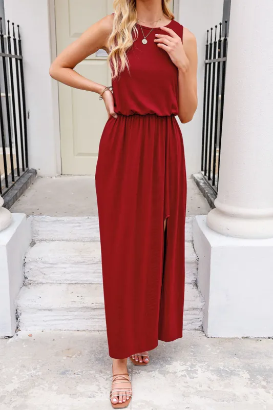 Slit Round Neck Sleeveless Dress sold by Charming Charlie