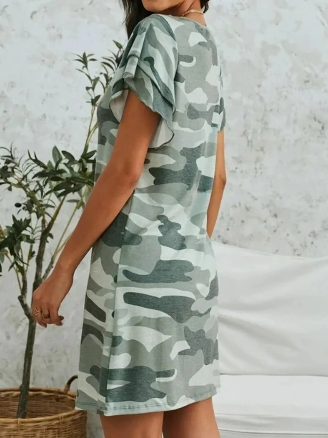 Camouflage Round Neck Short Sleeve Mini Dress sold by Charming Charlie product image thumbnail 2