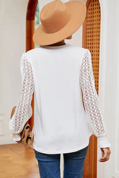 Openwork V-Neck Long Sleeve T-Shirt sold by Charming Charlie product image thumbnail 2