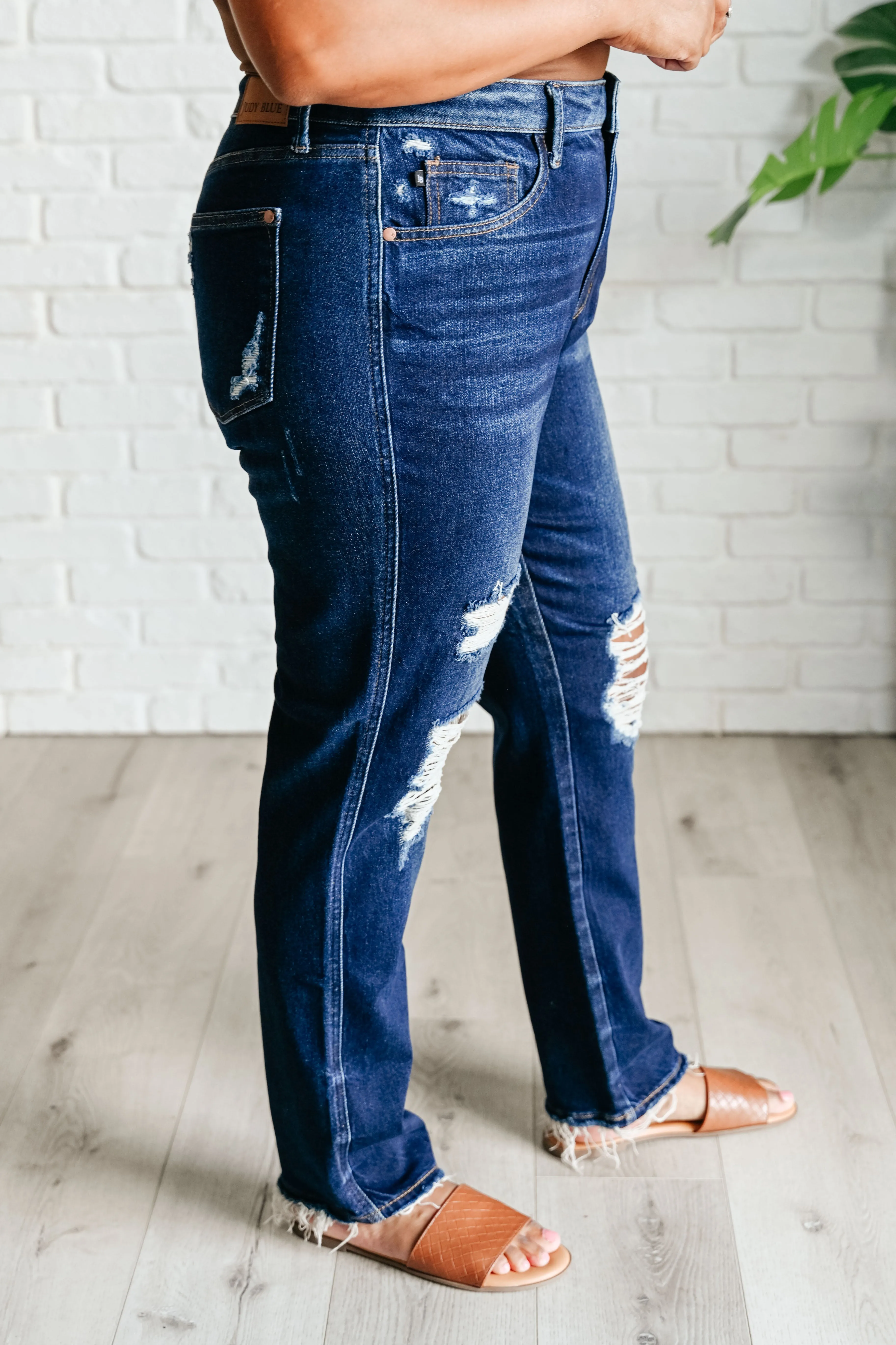 Montana High Rise Rigid Magic Distressed Straight Jeans sold by Charming Charlie product image thumbnail 5