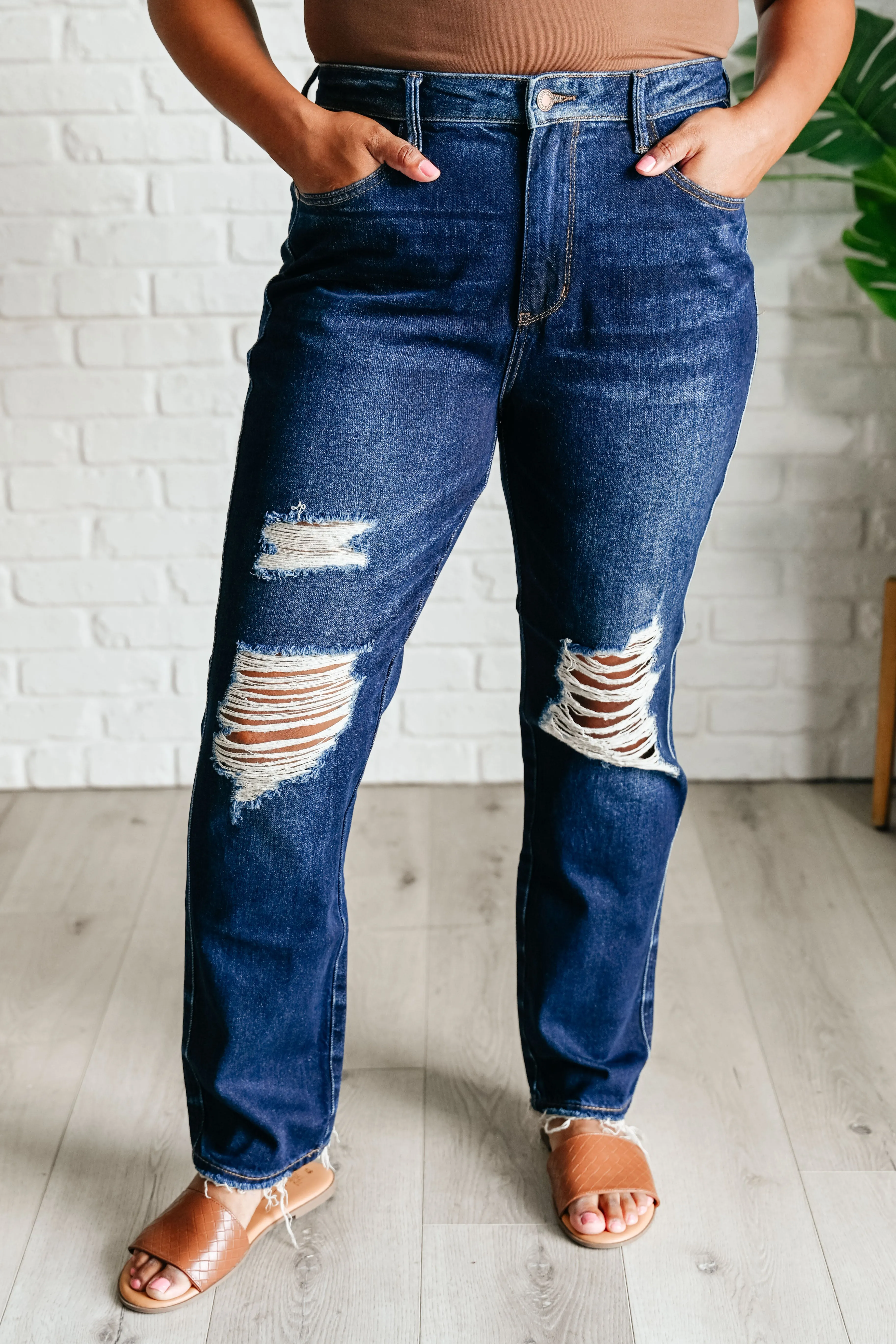 Montana High Rise Rigid Magic Distressed Straight Jeans sold by Charming Charlie product image thumbnail 2