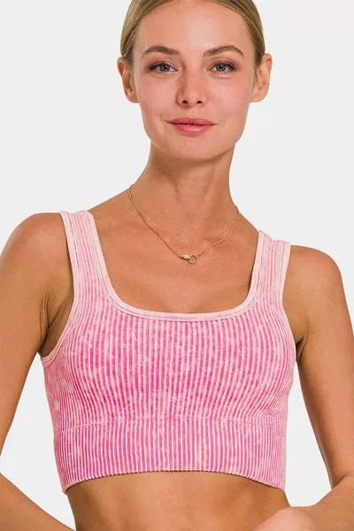 Zenana Ribbed Square Neck Wide Strap Tank sold by Charming Charlie