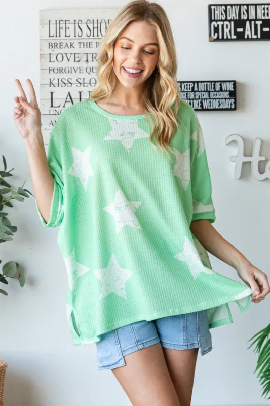 HOPELY Star Pattern Oversized Waffle T-Shirt sold by Charming Charlie