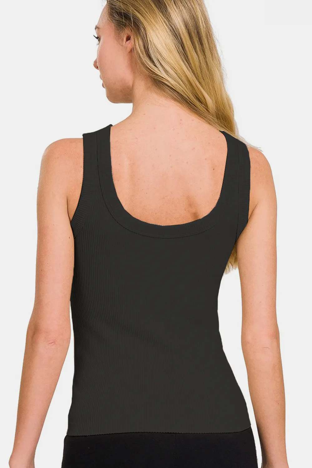 Zenana 2 Way Neckline Washed Ribbed Tank sold by Charming Charlie product image thumbnail 2