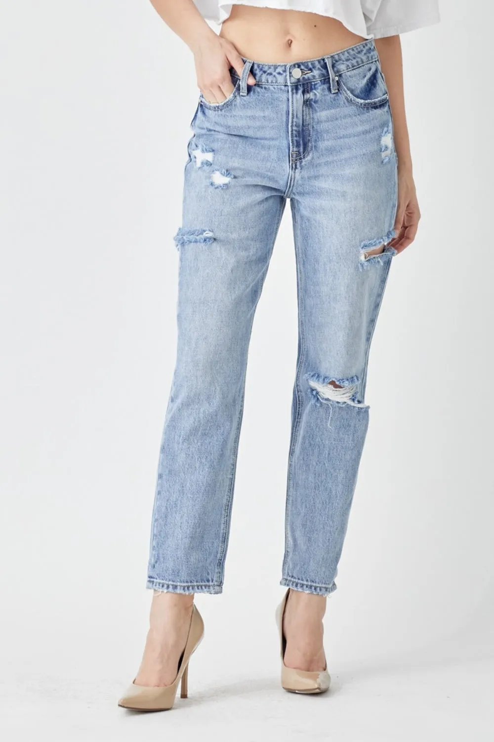 RISEN Distressed Slim Cropped Jeans sold by Charming Charlie product image thumbnail 4