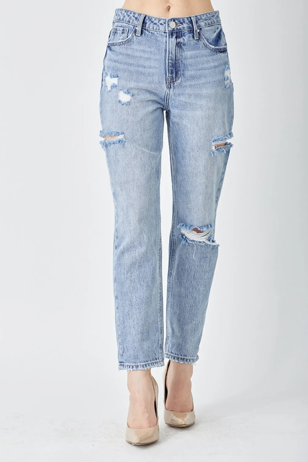 RISEN Distressed Slim Cropped Jeans sold by Charming Charlie