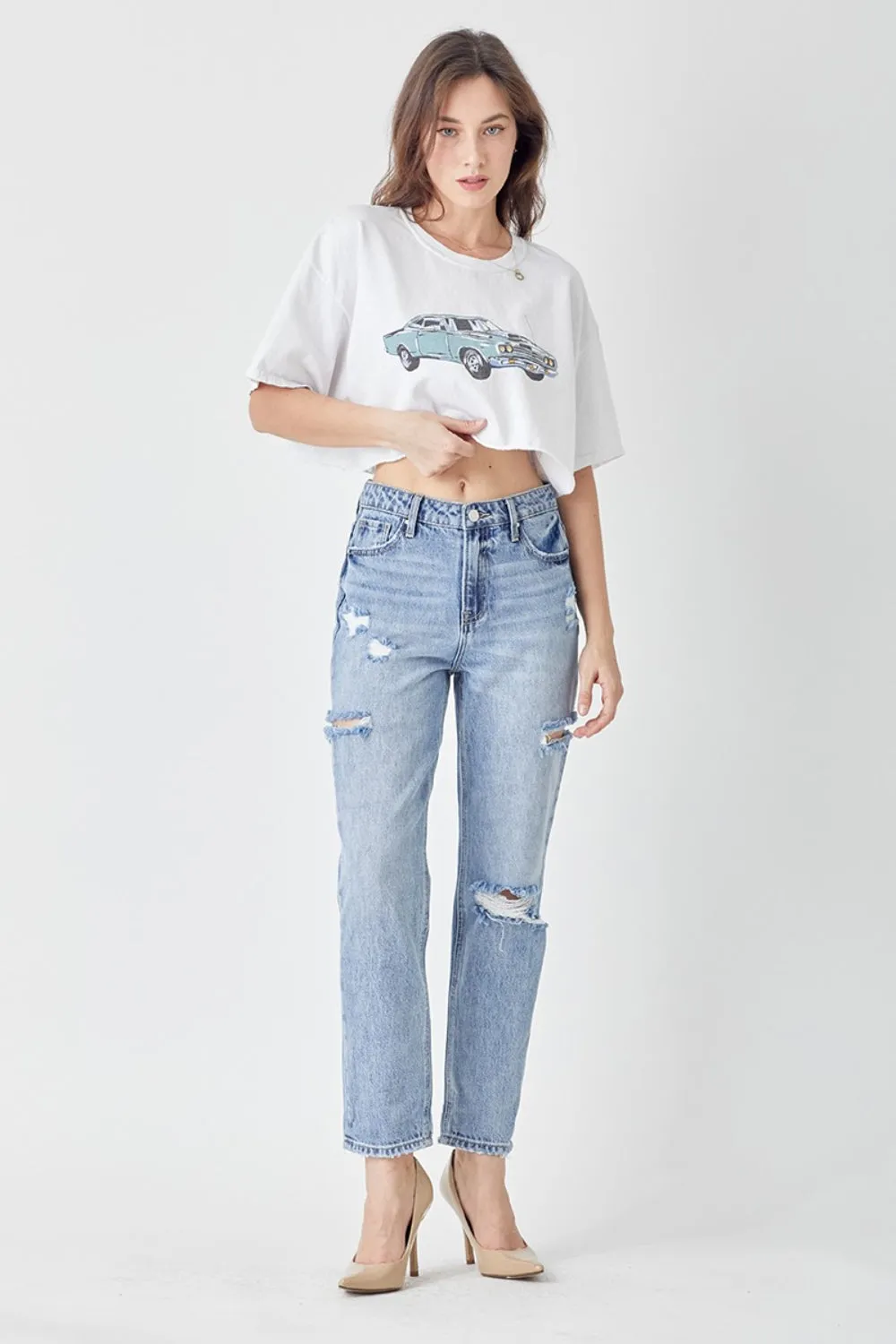 RISEN Distressed Slim Cropped Jeans sold by Charming Charlie product image thumbnail 5