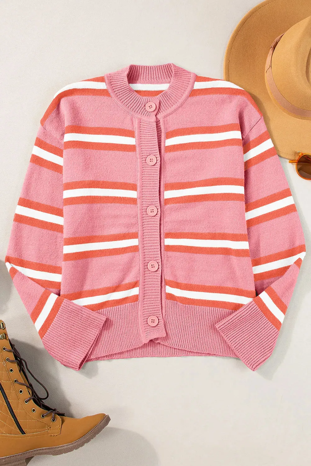 Striped Button Up Long Sleeve Cardigan sold by Charming Charlie product image thumbnail 4