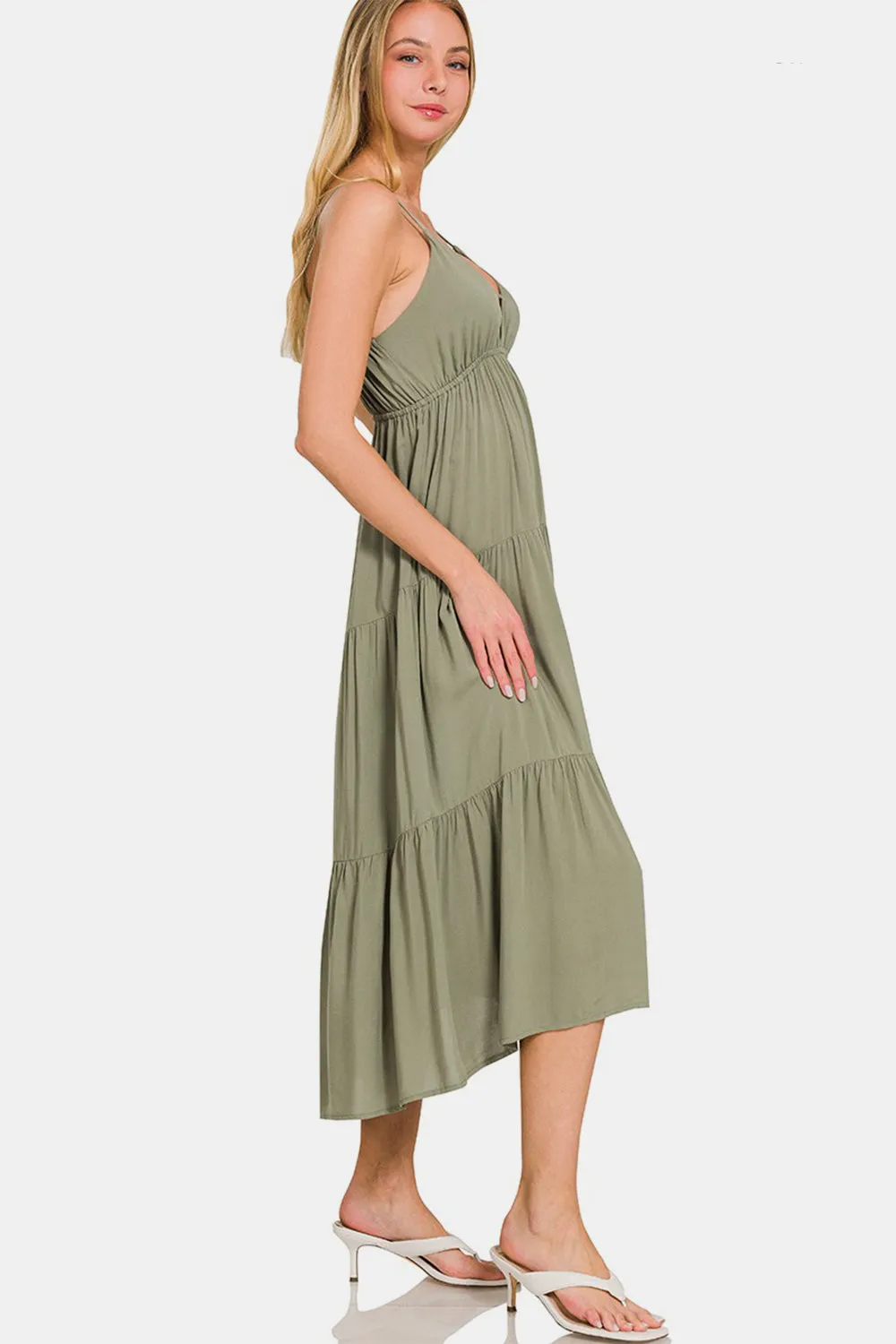 Zenana Woven Tiered Cami Midi Dress sold by Charming Charlie product image thumbnail 3
