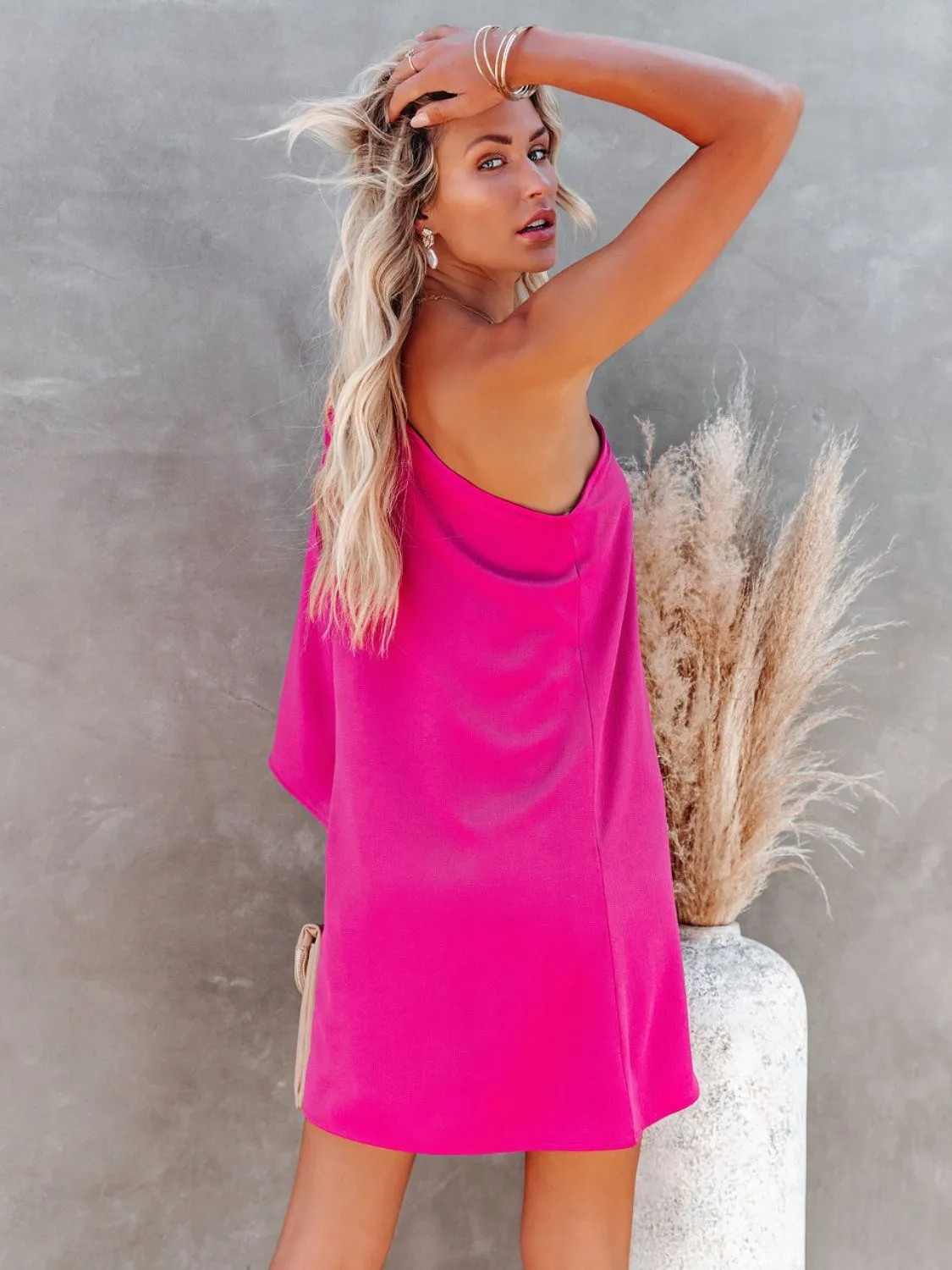 Single Shoulder Kimono Sleeve Mini Dress sold by Charming Charlie product image thumbnail 3