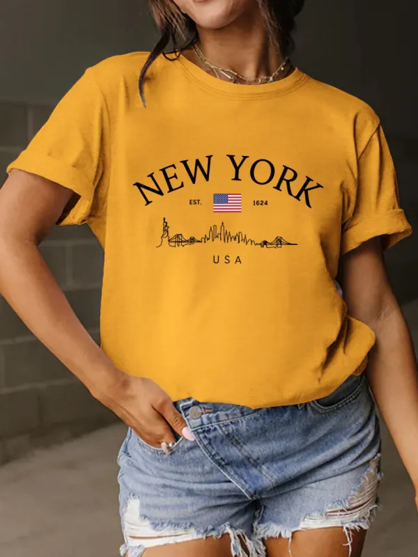 Full Size Letter Graphic Round Neck Short Sleeve T-Shirt sold by Charming Charlie