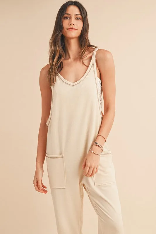 Side Pockets Pants Sleeveless V Neck Jumpsuit sold by Charming Charlie product image thumbnail 3