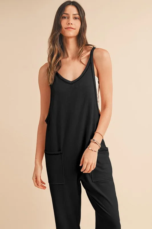Side Pockets Pants Sleeveless V Neck Jumpsuit sold by Charming Charlie product image thumbnail 2