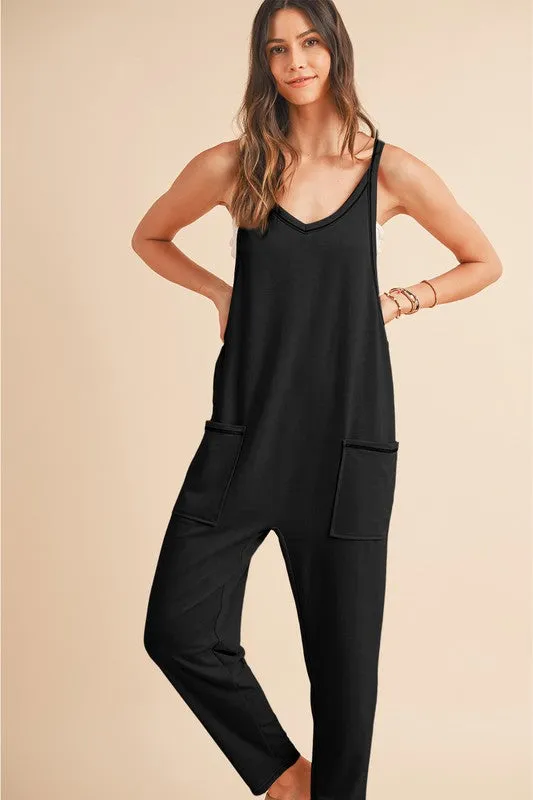 Side Pockets Pants Sleeveless V Neck Jumpsuit sold by Charming Charlie product image thumbnail 5