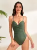Ruched Sweetheart Neck One-Piece Swimwear sold by Charming Charlie
