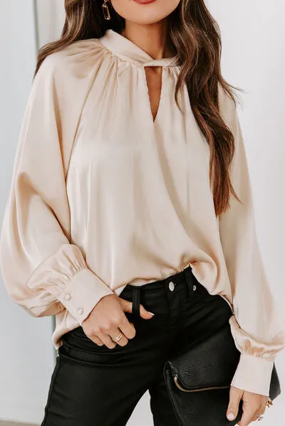 Cutout Mock Neck Long Sleeve Blouse sold by Charming Charlie product image thumbnail 4