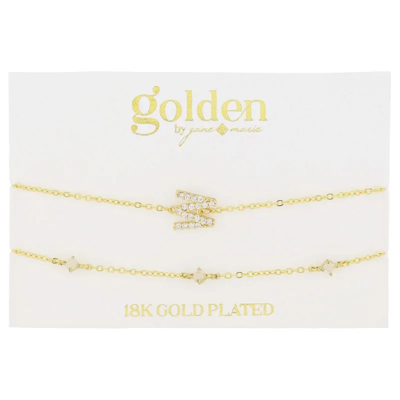 7" Around 18K Gold Plated Set of 2, Cubic Zirconia Pave "W" Initial, Multi Opals Bracelet, 1.5" Ext sold by Charming Charlie