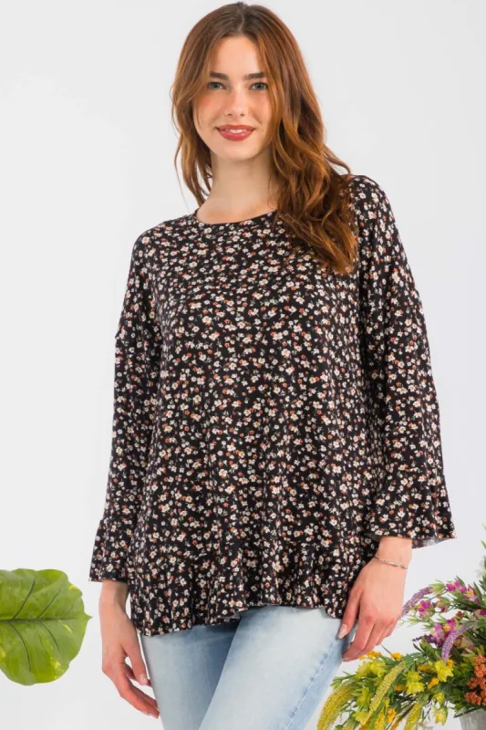 Celeste Full Size Floral Ruffle Detail Top sold by Charming Charlie