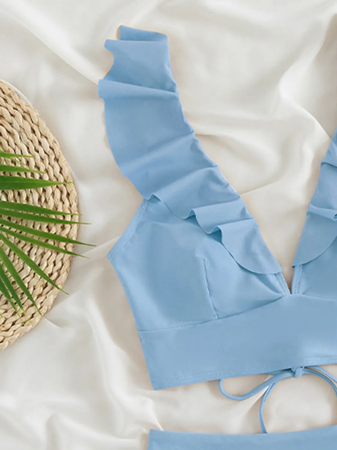 Ruffled V-Neck Sleeveless Two-Piece Swim Set sold by Charming Charlie product image thumbnail 3
