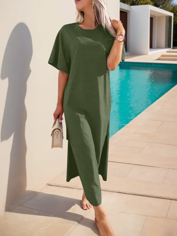 Slit Round Neck Half Sleeve Tee Dress sold by Charming Charlie