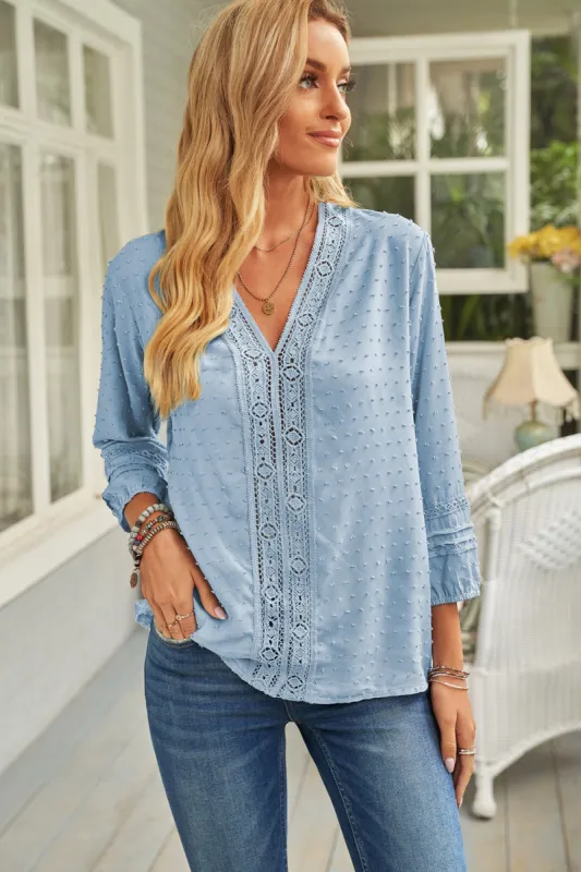Swiss Dot V-Neck Blouse sold by Charming Charlie