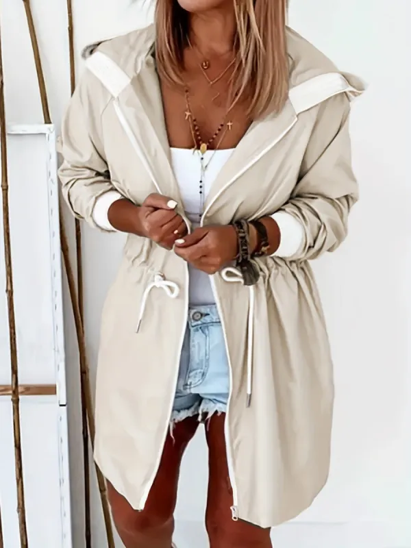 Drawstring Long Sleeve Hooded Trench Coat sold by Charming Charlie