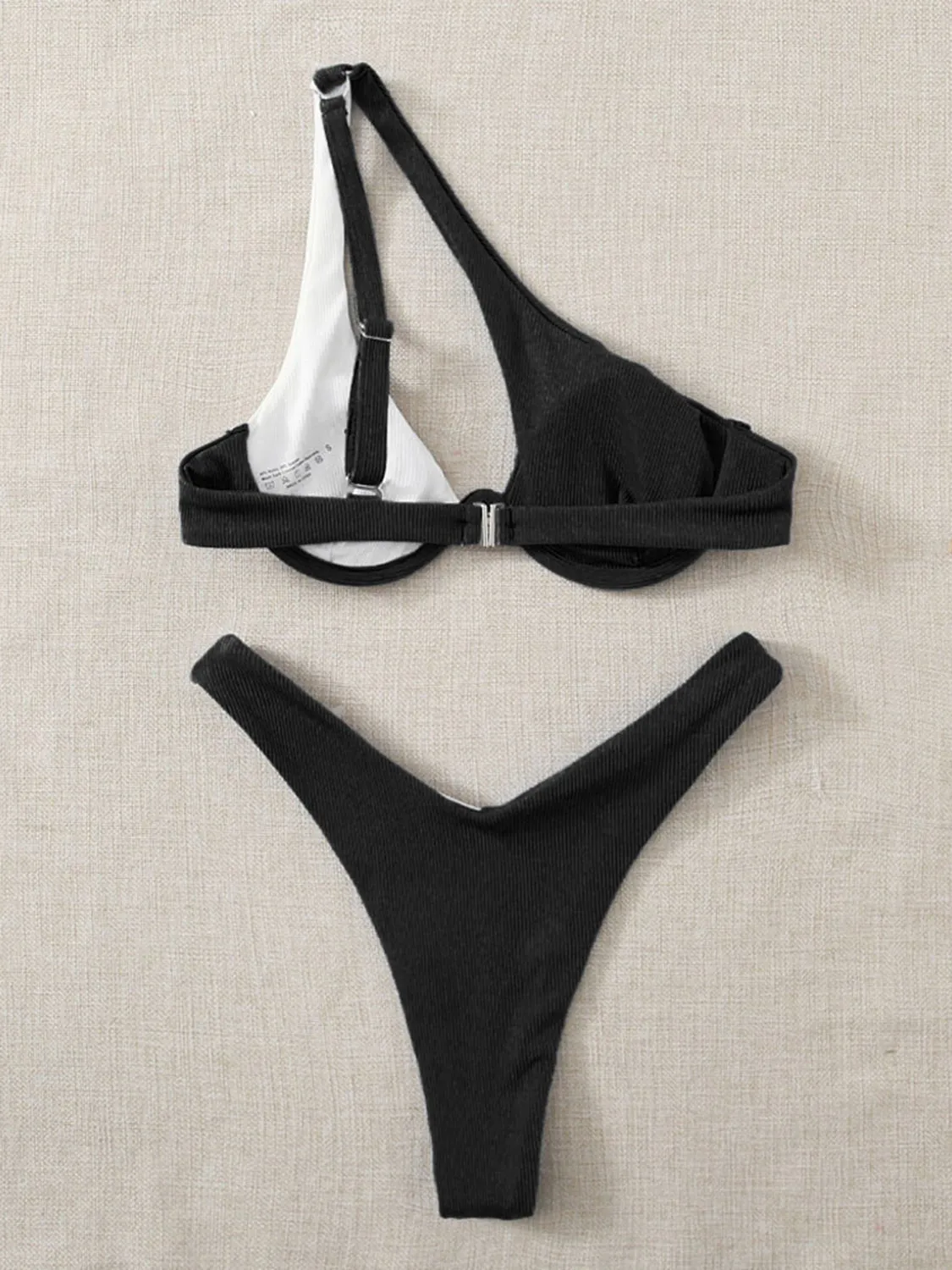 Contrast Single Shoulder Two-Piece Bikini Set sold by Charming Charlie product image thumbnail 4