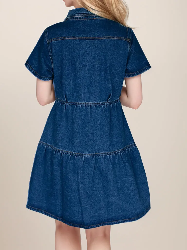 Button Up Short Sleeve Denim Dress sold by Charming Charlie product image thumbnail 5