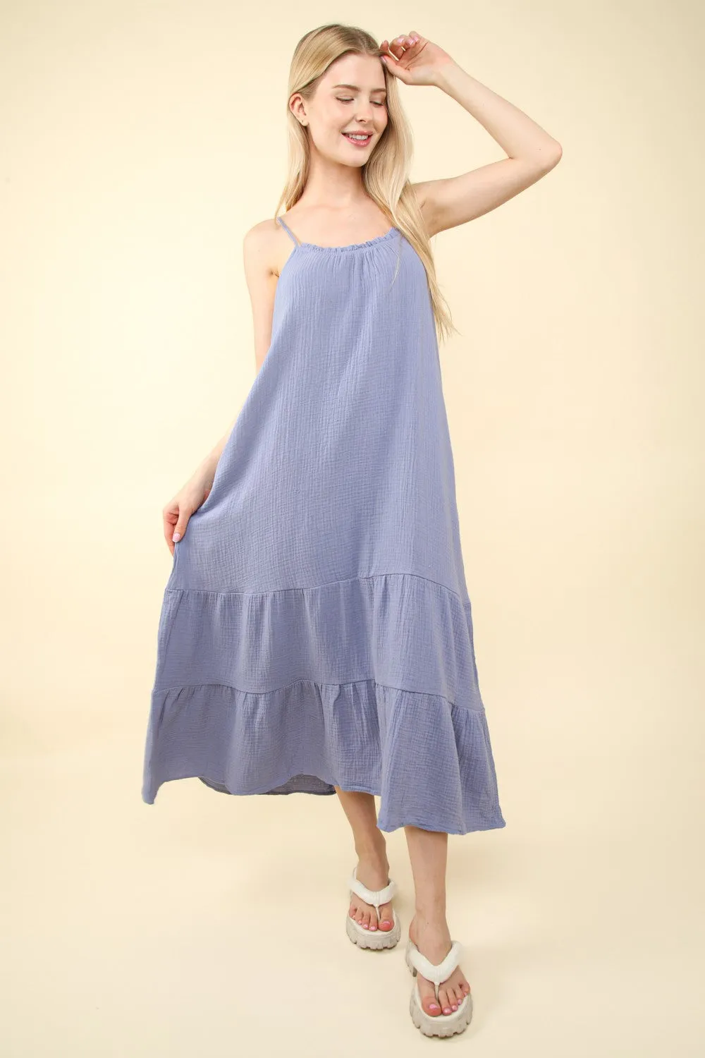 VERY J Ruffled A-Line Midi Cami Dress sold by Charming Charlie