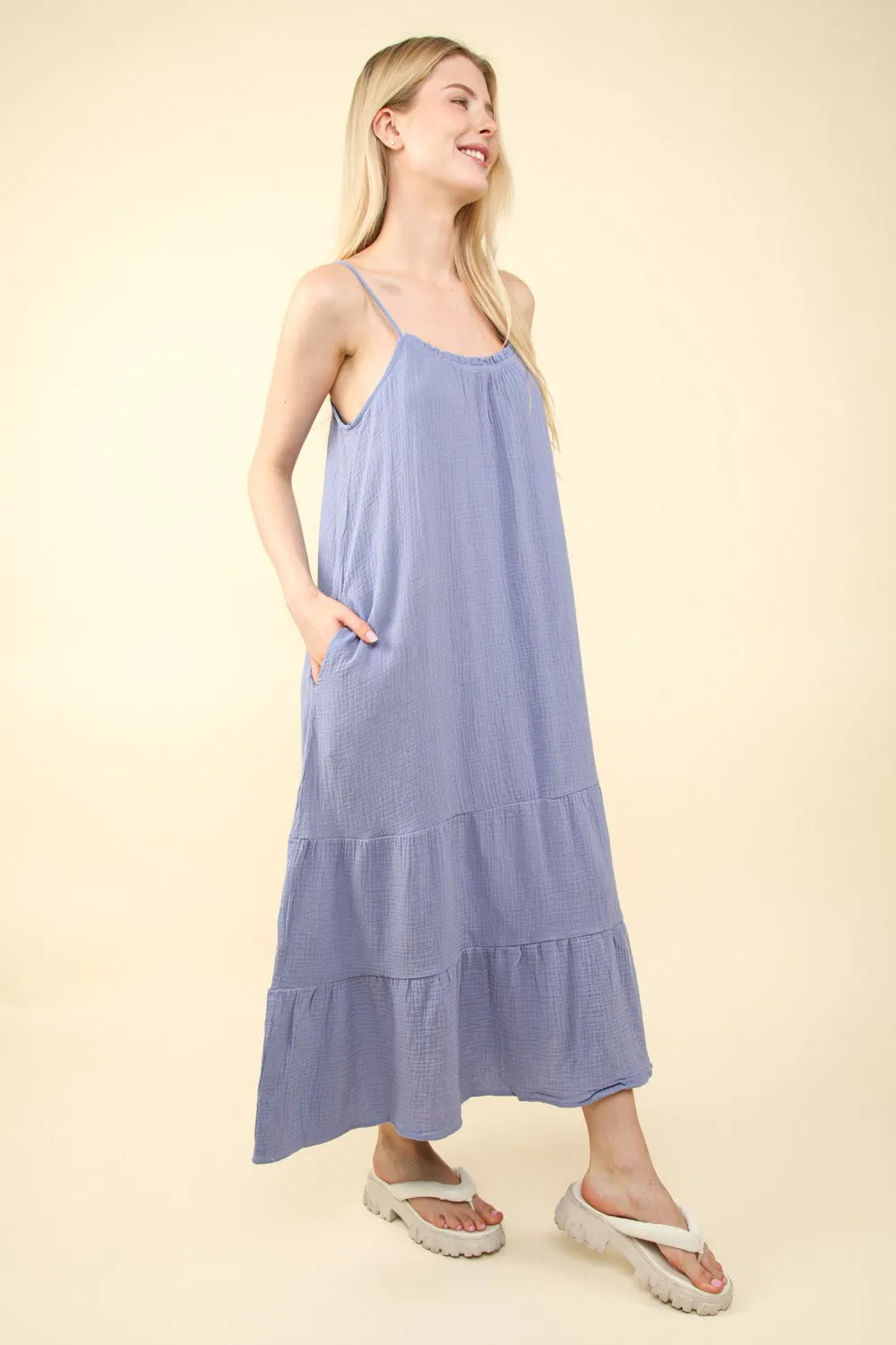 VERY J Ruffled A-Line Midi Cami Dress sold by Charming Charlie product image thumbnail 3