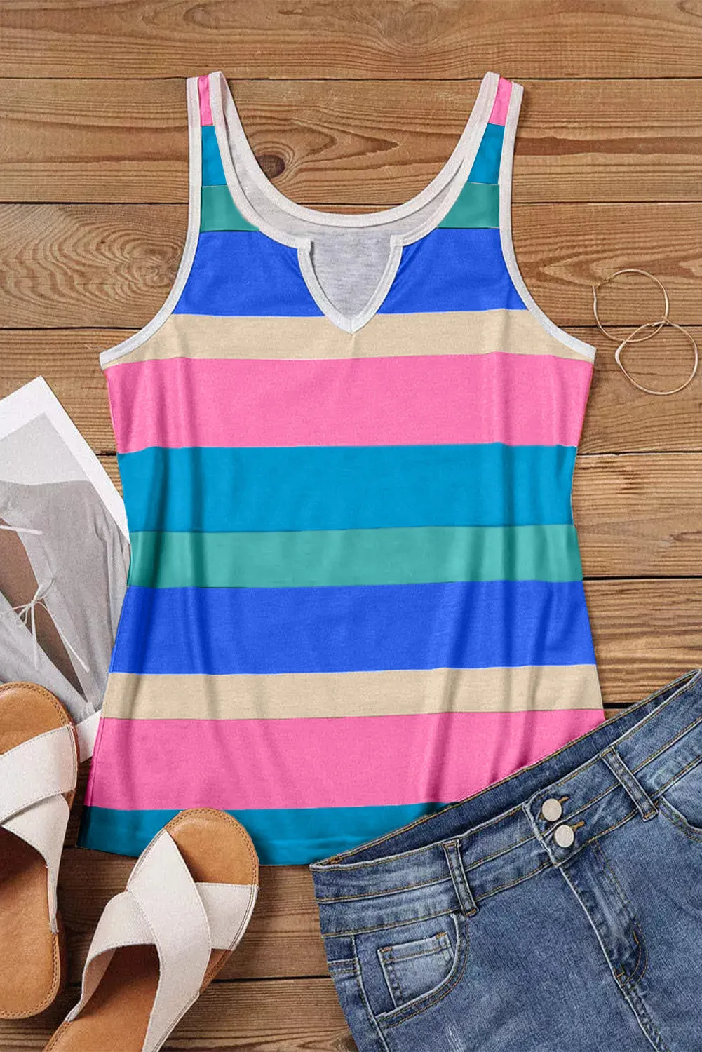 Color Block Notched Wide Strap Tank sold by Charming Charlie product image thumbnail 5