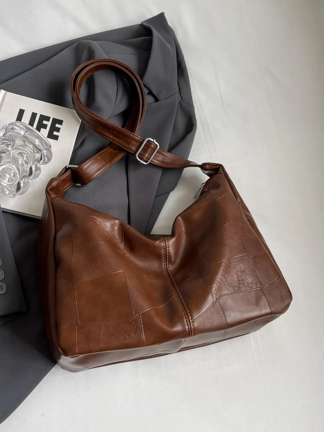 PU Leather Adjustable Strap Shoulder Bag sold by Charming Charlie product image thumbnail 3