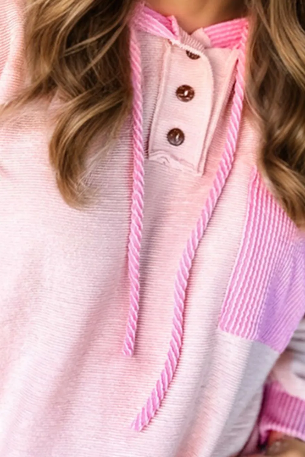 Drawstring Dropped Shoulder Long Sleeve Hoodie sold by Charming Charlie product image thumbnail 3