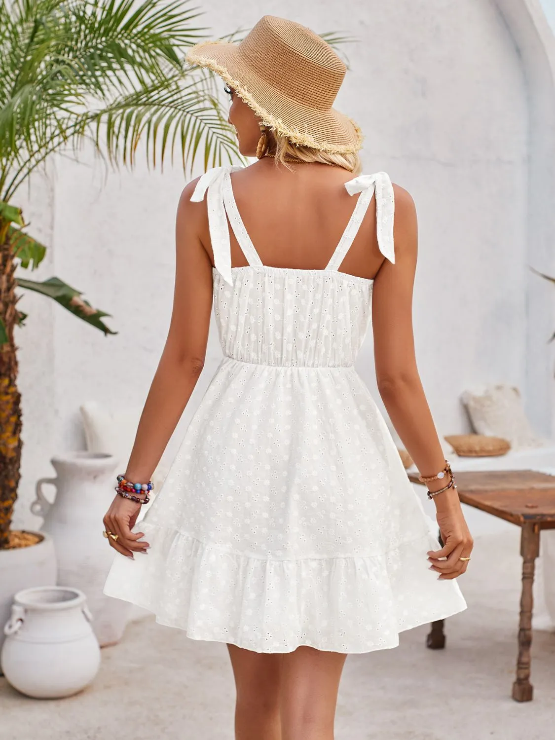 Tied Ruffled V-Neck Sleeveless Mini Dress sold by Charming Charlie product image thumbnail 2