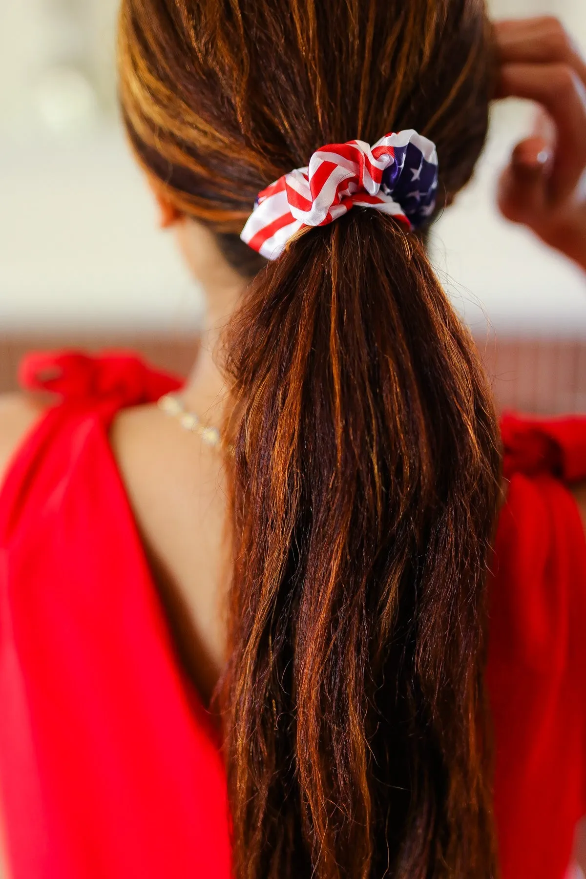 American Flag Satin Scrunchie sold by Charming Charlie product image thumbnail 5