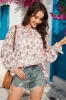 Printed Tie Neck Flounce Sleeve Blouse sold by Charming Charlie