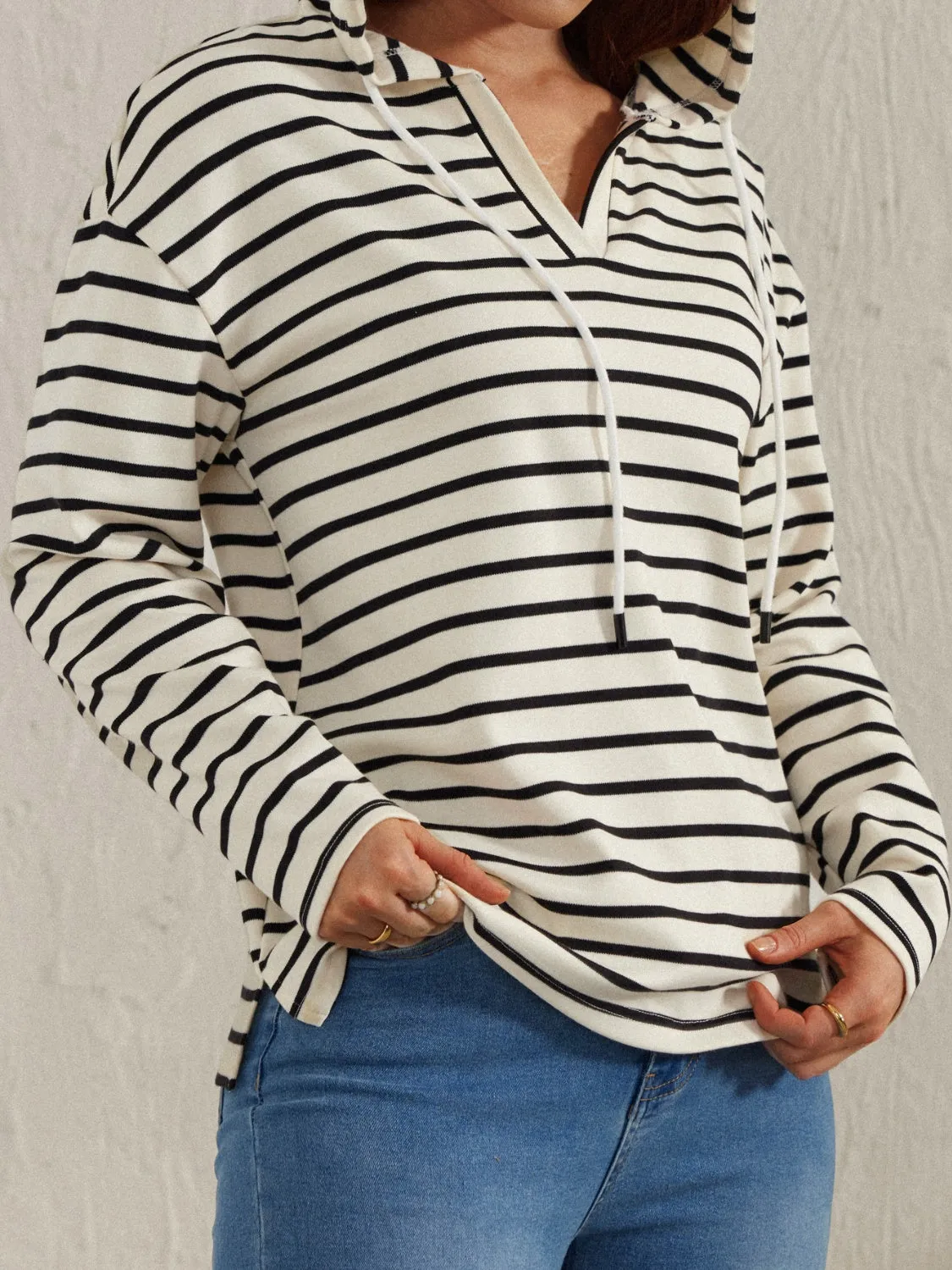 Drawstring Striped Long Sleeve Hoodie sold by Charming Charlie product image thumbnail 3