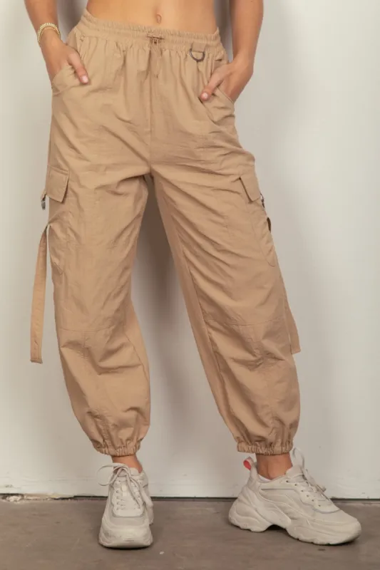 VERY J Elastic Waist Woven Cargo Pants sold by Charming Charlie