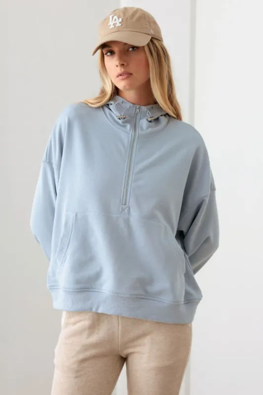 Le Lis Half Zip Drawstring Mock Neck Hoodie sold by Charming Charlie