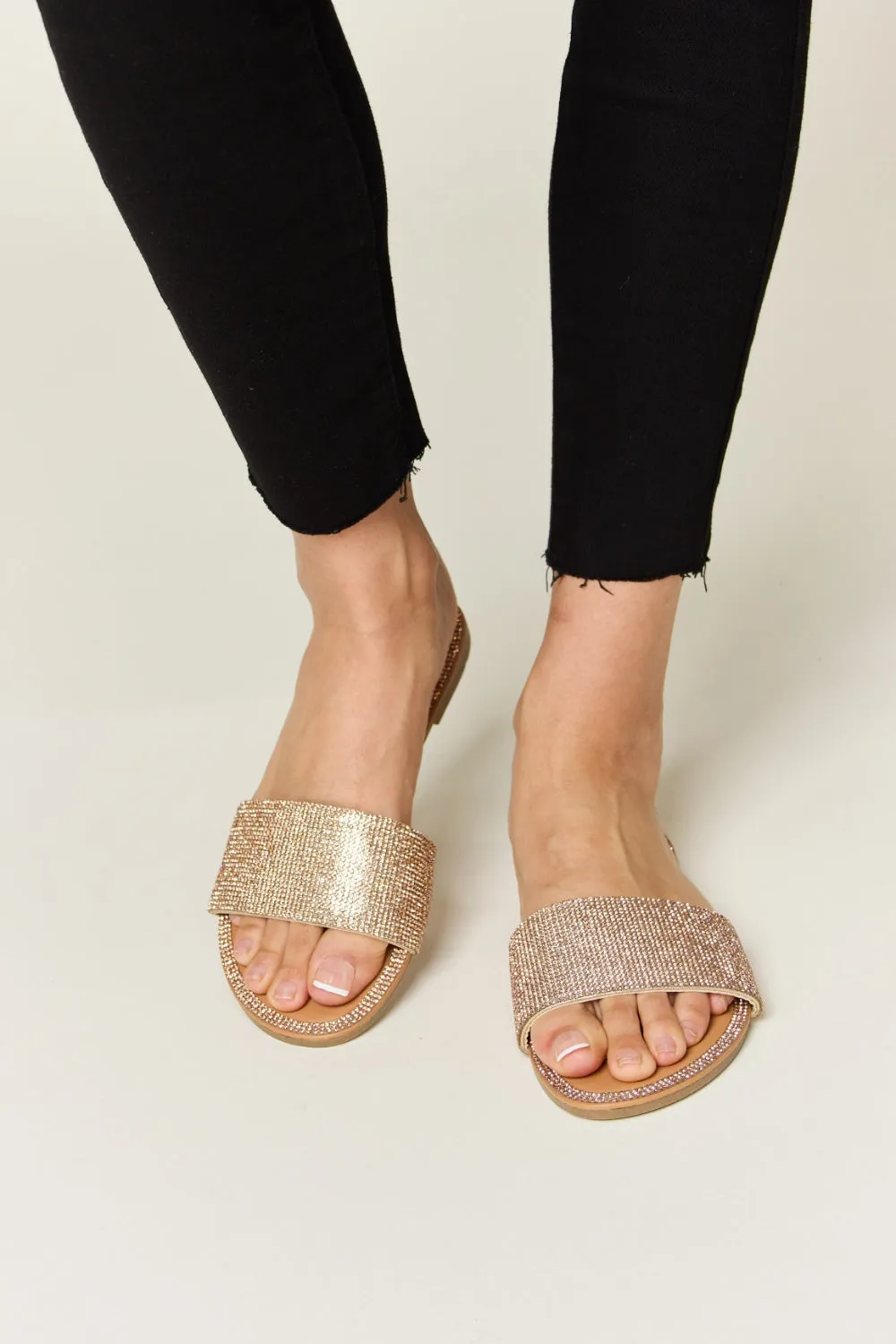 WILD DIVA Rhinestone Open Toe Flat Sandals sold by Charming Charlie product image thumbnail 2