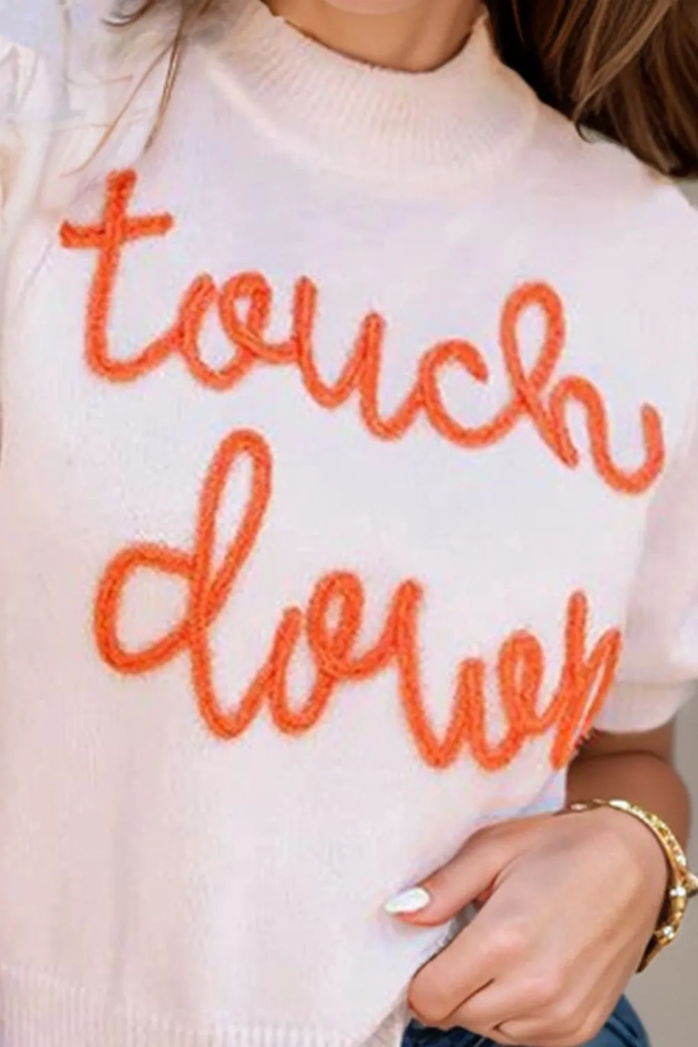 TOUCH DOWN Mock Neck Short Sleeve Knit Top sold by Charming Charlie product image thumbnail 2