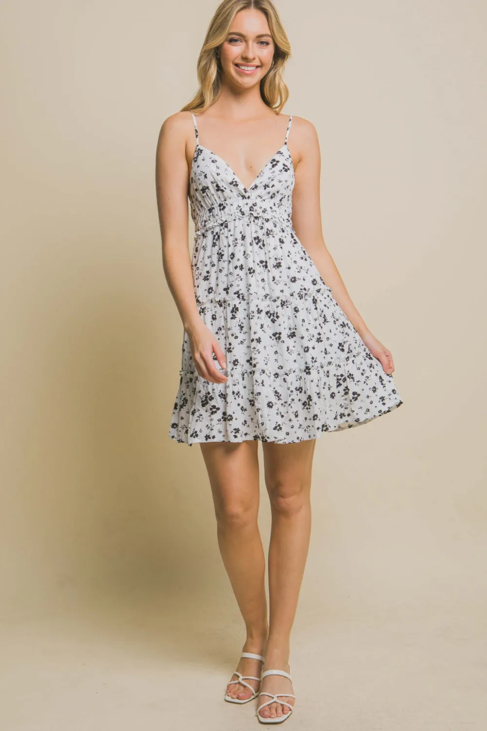 Love Tree Floral Tiered Cami Mini Dress sold by Charming Charlie product image thumbnail 4