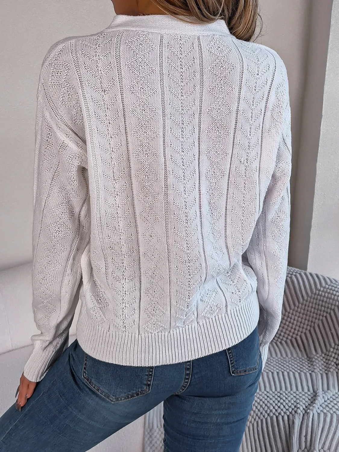 Cable-Knit V-Neck Long Sleeve Sweater sold by Charming Charlie product image thumbnail 2