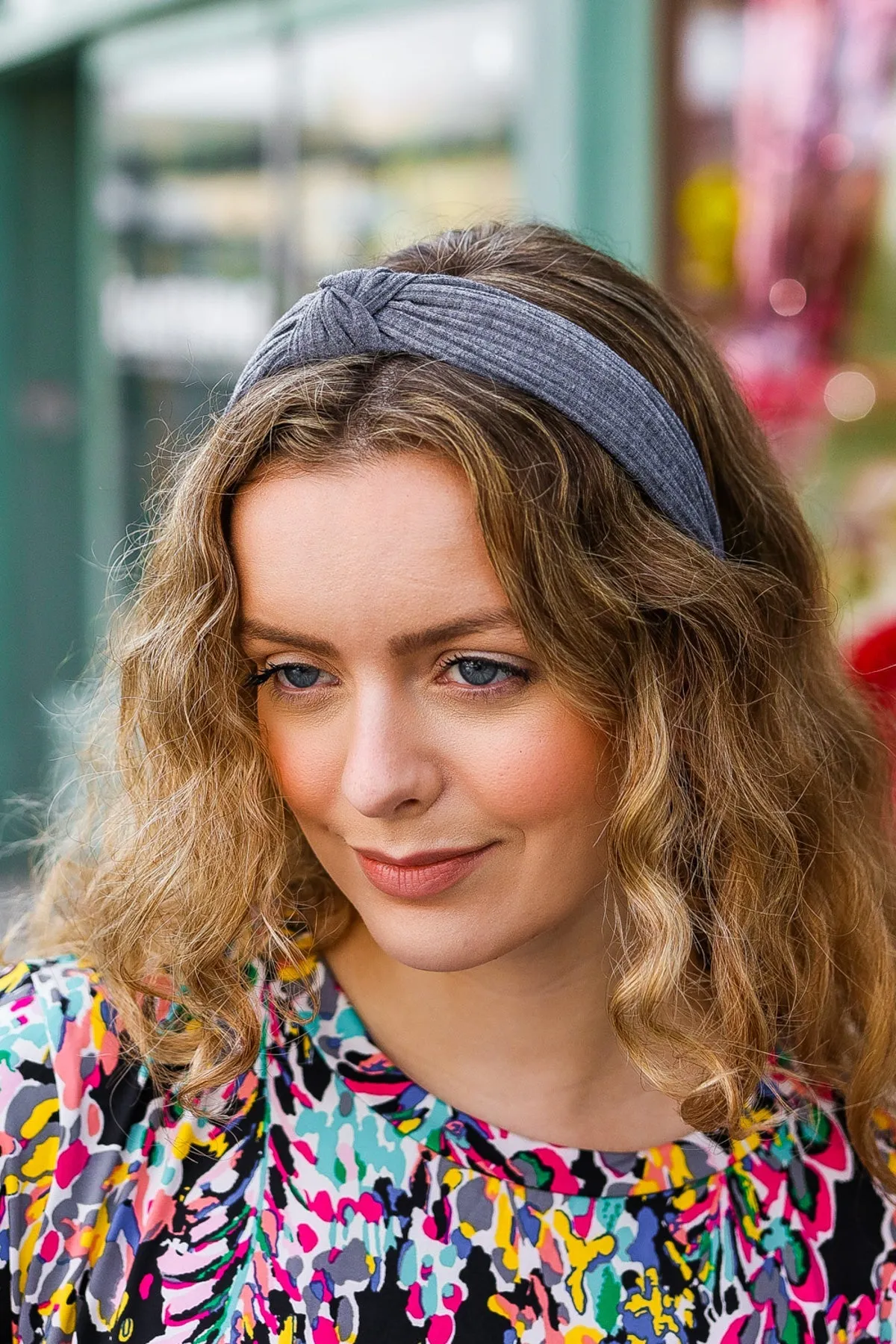 Smoke Gray Ribbed Knit Top Knot Headband sold by Charming Charlie product image thumbnail 3
