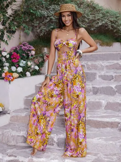 Cutout Printed Spaghetti Strap Jumpsuit sold by Charming Charlie product image thumbnail 3
