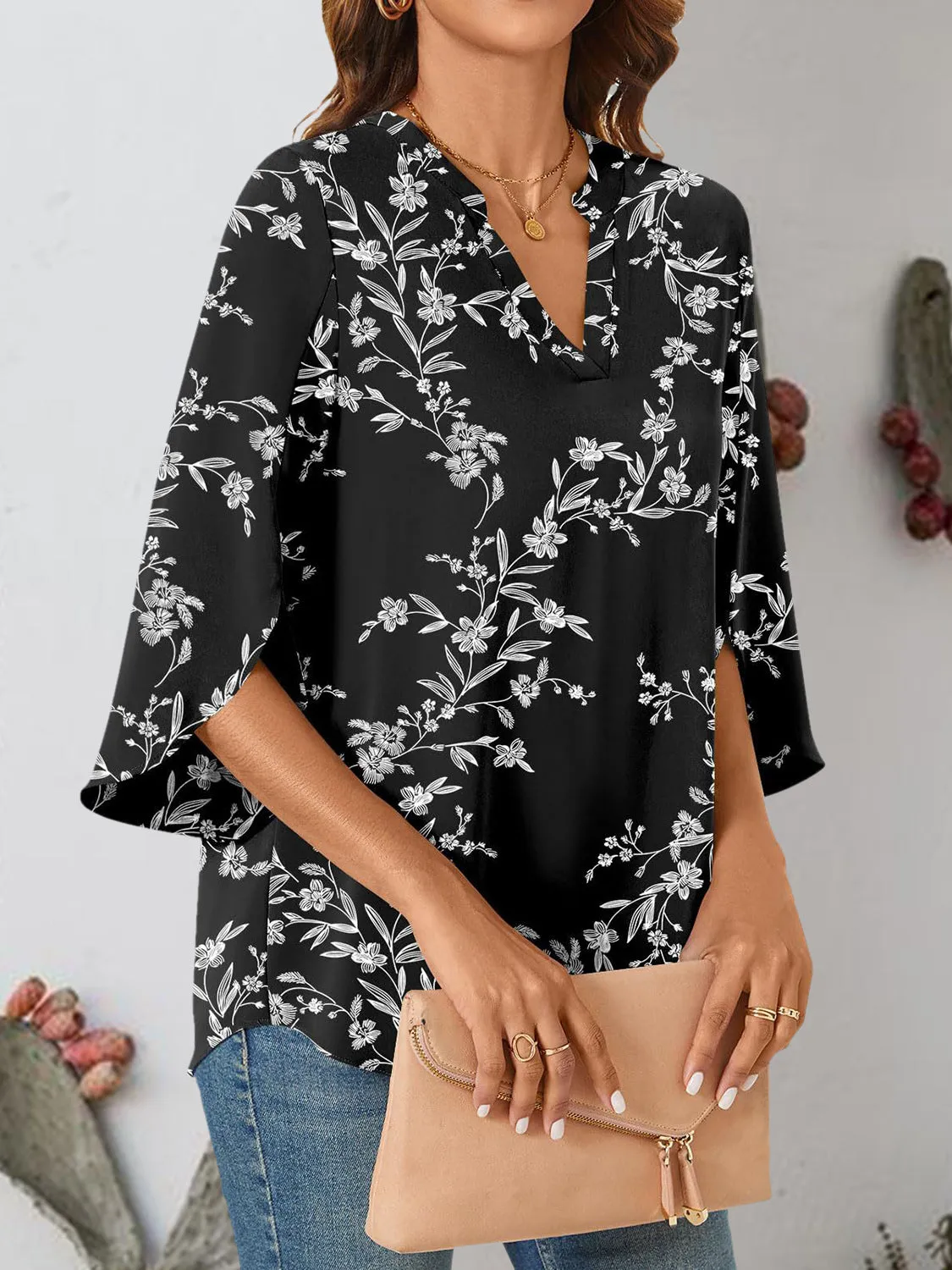 Notched Slit Half Sleeve Blouse sold by Charming Charlie product image thumbnail 2