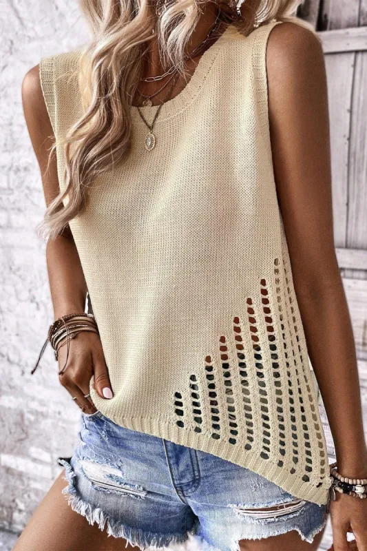 Openwork Round Neck Knit Vest sold by Charming Charlie